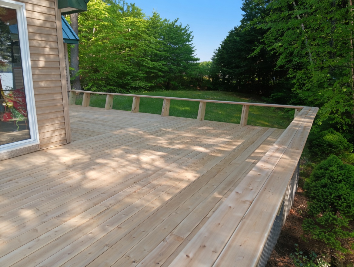 Open deck with wooded backdrop